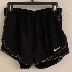 Nike Women's Black Athletic Shorts with Patterned Trim